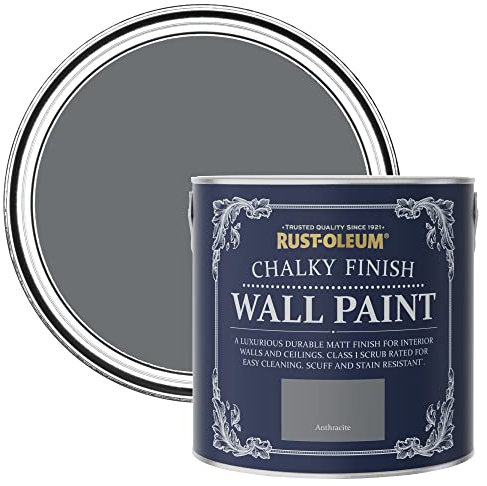 Rust-Oleum Dark Grey Wall and Ceiling Paint in a Chalky Matt Finish - Mid-Anthracite 2.5L