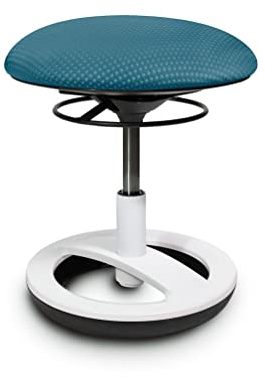 TOPSTAR Sitzhocker Sitness Bobby für Kinder, Standfußring Alu weiß lackiert, Stoff, Petrolblau SU83CR5