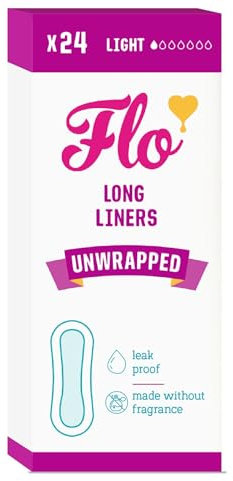 Flo - Unwrapped Long Liners (24 Pack) - Organic Bamboo Panty Liners for Women - Light Flow - Absorbent, Soft & Breathable - No Chlorine Bleach or Fragrance - Vegan & Cruelty Free