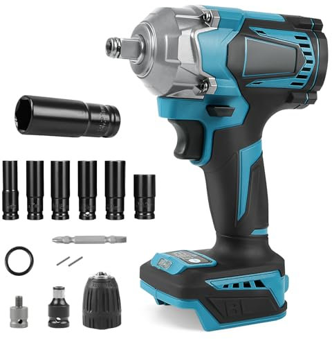 700N.m Akku Schlagschrauber für Makita 18V BL1830, BL1830B, BL1840, BL1840B, BL1850, BL1850B, BL1860B, Akku Drehschlagschrauber 1/2 zoll Bürstenloser Schlagschrauber (ohne Akku/ohne Ladegerät)