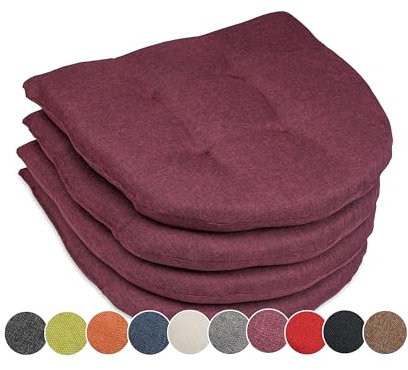sunnypillow 4er Set Stuhlkissen 40x40 cm - Sitzkissen Stuhl 5cm dick - Sitzpolster für Stühle, Bänke in Haus und Garten - Indoor & Outdoor Auflage für Esszimmerstuhl oder Küche - Violett - Made in EU