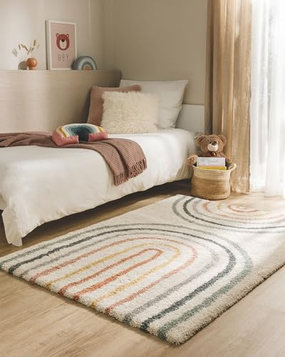 benuta Lytte Alfombra Infantil Gobi - Multicolor 80x150 cm - Sintética - Rectangular y Estilo: Motivos Infantiles, Escandinavo - Fácil Mantenimiento - para Cuarto de niños, Sala y Dormitorio