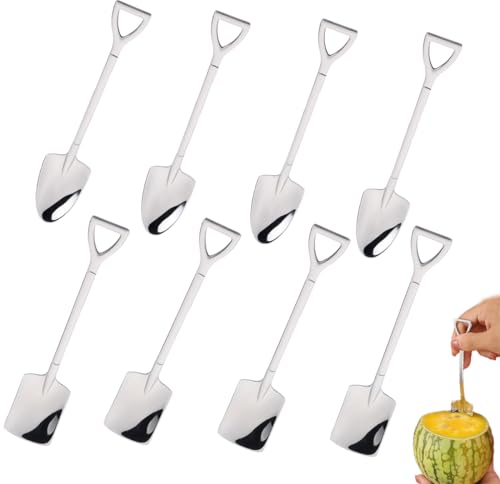 OUOQI 8 Pezzi Cucchiaino Caffè In Acciaio Inossidabile,Cucchiaino Anguria,Cucchiaini Tè in Acciaio Inox,Cucchiaino da Tè,Cucchiaio da Dessert,Cucchiaini Caffè,Cucchiai Creativi a Forma Pala
