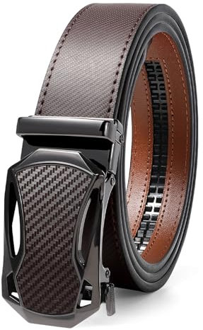 WERFORU Herren Gürtel Leder Automatik Ratsche Ledergürtel für Männer Anzug Business Kleidung, Breit 35mm, Kaffee