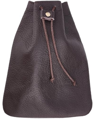Beebeecraft Lederbeutel Kordelzug Rindsleder Aufbewahrungstasche Für Schmuck 7 x 5.5 Zoll Kaffee Münz Staubbeutel Für Schmuck