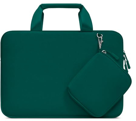 MOSISO Housse Ordinateur 13,3 Pouces avec Petite Valise Détachable | Compatible avec MacBook Air/Pro 13 / Pro 14,HP Dell ASUS,Neoprene Sac Porte-Documents,Vert Sarcelle
