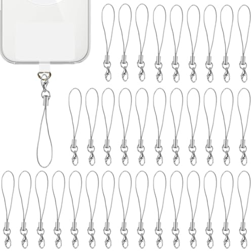 50 Stück Gris Cordón para teléfono móvil para llaveros, anillas para teléfono móvil con mosquetón, correa para anilla de teléfono, cordón para colgante de teléfono móvil, colgante para llave USB