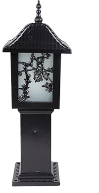 Lanterne pilier industrielle de 23,6 pouces, lampadaire de rue en forme de fleur de prunier, lampadaire d'extérieur for jardin, patio, allée(Black)