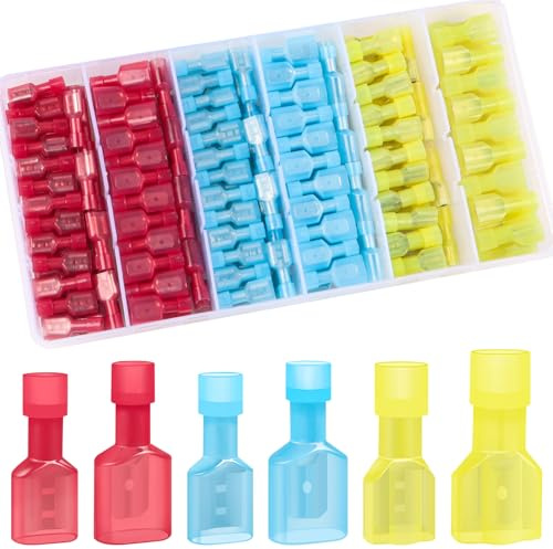 100 stycken 0,5–6,0 mm² kabelskor set, Bolatus nylonkontakter platt plugg bil isolerad, kabelskor platt plugg sortiment, platta hylsnycklar set med kontakter