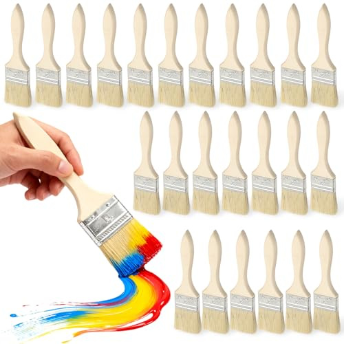 30 Stück Pinselset, Lasurpinsel, 50 * 190mm Malerpinsel, Flachpinsel Set mit Holzgriff, 50 mm Breite, Pinselset, Flachpinsel für Farben, Streichen, Werkstatt, Gartenarbeiten, DIY