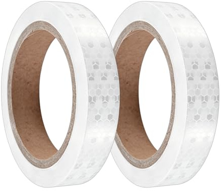 2PCS 20m x 2,5cm Ruban de Signalisation Réfléchissant Auto Adhésif Blanc, Étanche aux Intempéries, per Sécurité des Véhicules, Remorques, BateauxHaute Visibilité pour Sécurité Routière