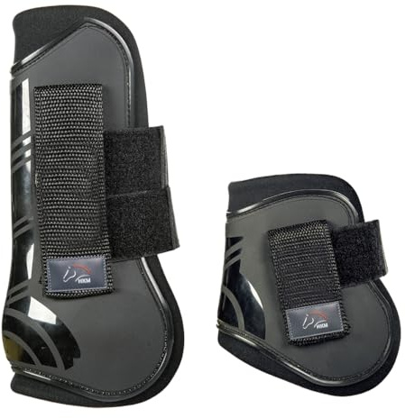 HKM Sports Equipment Springgamaschen und Streichkappen, 4er Set -Genua-, grassgrün/schwarz, Warmblut Gamasche-9199