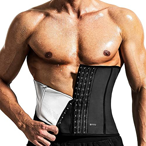 BVVU Taillentrainer für Herren Taillentrimmer Bauchkontrolle Sauna Schweißgürtel Bauchwickel Fettverbrennung im unteren Bauch Rückenunterstützung, Schwarz, XXX-Large