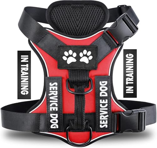 Harnais Chien Anti Traction, Réfléchissant Respirante, avec Attache Devant et Poignée Contrôle Sécurité, Harnais pour Chiens Petits, Moyens et Grands