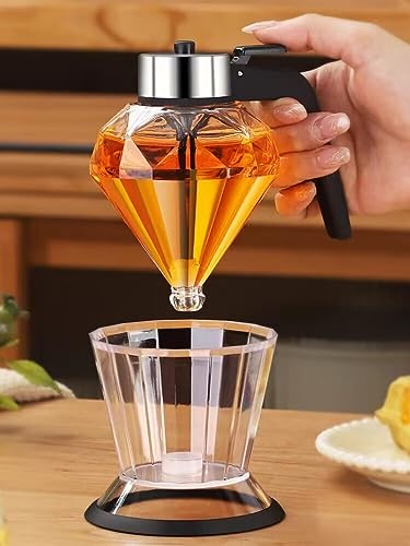 ZNZNANG honungsdispenser, honungsdispenser i glas, dropplöst glas, honungsglas med stativ, (200 ml / 6,76 oz)