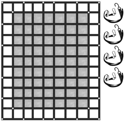 VEVOR Rete da Carico 244x205 cm Rete da Carico in Poliestere, Rete per Carico Pesante Capacità 500 kg Rete da Tetto Auto Resistente con Cinghia Regolabile, Rete Copertura per Camion Auto Veicoli