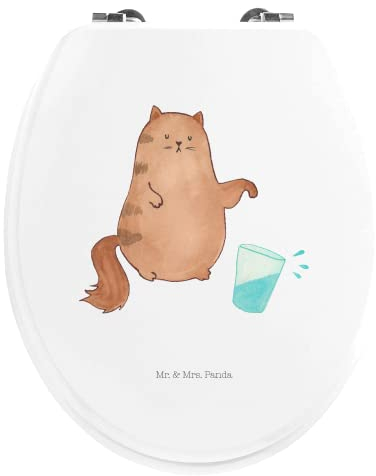 Mr. & Mrs. Panda Motiv WC Sitz Katze Wasserglas - Geschenk, Klobrille, Katzenmotive, Miau, Kater, Cats, Katzenhalter, witzig, Katzenfreund, Toilette,