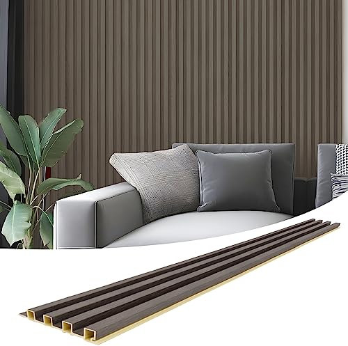 Art3d 96 x 6 in WPC Slat Wall Paneling for Interior Decor, 8-Pack, Grey Oak