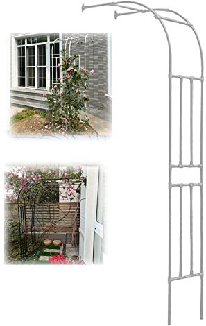 Metal Arco Per Rose Arco Per Giardino Piante Rampicanti Nero/Bianco Traliccio Per Rose Esterni Mezzo Lato Arco Padiglioni Da Giardino Decorazione(Bianca,150x240cm/4.9x7.9ft)