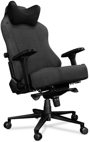 YUMISU 2054 Bürostuhl Gaming Stuhl - Gamingstuhl mit Memory Foam Kissen in Velours - Gamer Stuhl Stoff Grau/Schwarz mit 4D-Armlehnen - Gaming Sessel mit Leisen Gummiräder - Computerstuhl bis 150 kg