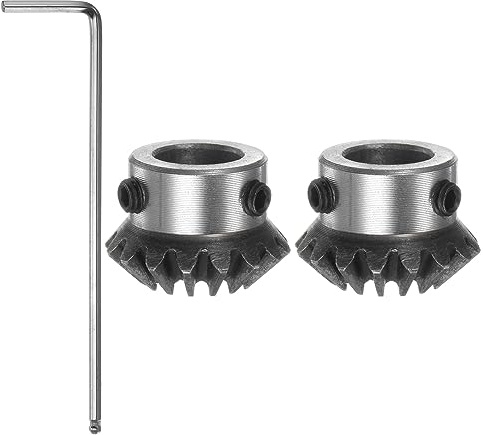 sourcing map 2 st kugghjul 1,5 m 16 tänder 12 mm axel hål 1:1 avsmalnande bezel drev kugghjul 45# stål 1,5 modul 90 graders styrväxel med M5 fixering av hål