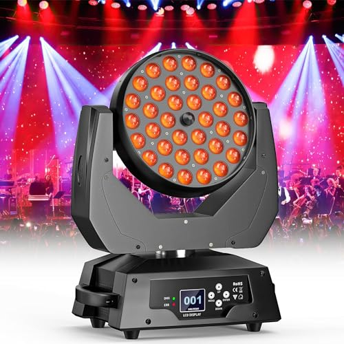Moving Head LED DJ Lichter 36x10W RGBW Disco Licht 4IN1 Zoom Beam Wash Effekt dmx512 Bühnenbeleuchtung für Weihnachten, Partys, Club, Konzert, Hochzeit, Disco Events Inventar in Deutschland