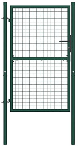 Gecheer Cancello,per Recinzione,da Giardino,Singolo,in Acciaio,Verde,100x200 cm,Cancello Singolo,Cancello da Giardino,Cancello Metallo,Cancello Acciaio,Cancello per Esterno