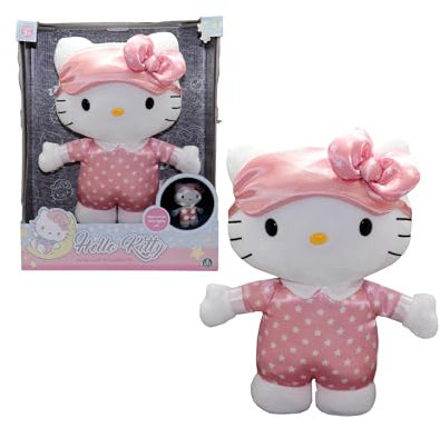 Hello Kitty HKT10000 Leuchtendes Plüschtier, 35 cm mit Licht, weiche und angenehme Komposition, mit süßem Pyjama, sensorisches Spielzeug für Kinder, berühmt (HKT10000)