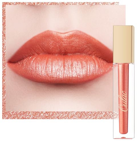Oulac Rouge à Lèvres Métallique Brillant 2-in-1 Rouge à Lèvres Longue Tenue＆à paupières Pailleté Lip Stain Hautement Pigmenté,Waterproof Vegan Gloss à Lèvres Maquillage Femme Fille MD03