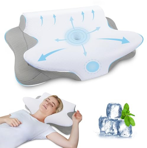 SAHEYER Nackenkissen Kopfkissen, 2 in 1 Ergonomisches Nackenstützkissen und Nackenrolle Kissen, Orthopädisches Seitenschläferkissen, Memory Foam Pillow für Seiten-, Rücken- und Bauchschläfer