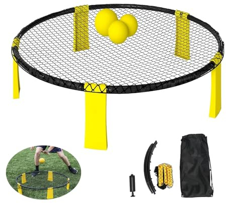 EHIOG Set da Roundnet, con Rete, 3 Palline, Pompa e Borsa per Trasporto,Gioco Spiaggia,Parco, Giardino,Spiaggia e Feste all’Aperto - Massimo 4 giocatori