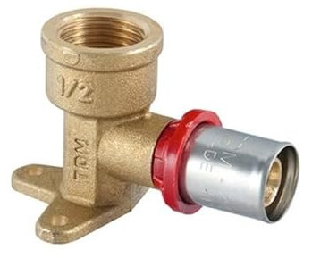 RACCORDO GOMITO FEMMINA A STAFFA A PRESSARE PER MULTISTRATO 1/2 x 16 