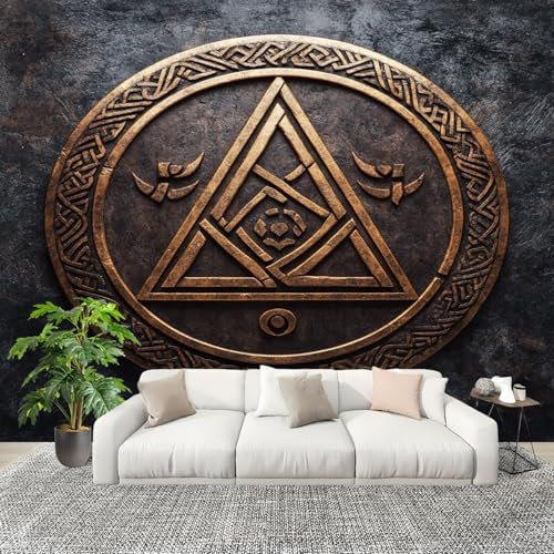 Fototapet antik mystisk run non-woven väggmålning gigantisk affisch 250 x 175 cm metalltapet för olika rum väggpapper, mode väggmålning