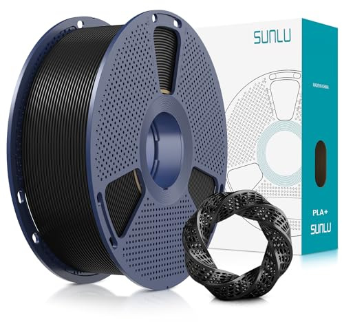 SUNLU PLA+ 3D Printer Filament, Upgraded PLA Plus 3D Filament 1.75mm, Neatly Wound PLAPro, Strong and Toughness, Dimensional Accuracy +/- 0.02 mm, 1KG Spool (Black)