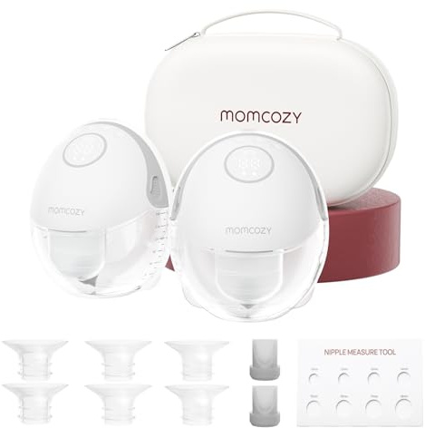 Momcozy M6 Tiralatte Elettrico Indossabile Mobile Style | Flangia DoubleFit per Più Latte, 3 Modalità e 9 Livelli, Tiralatte a Mani Libere Discreto, 24mm (2, Grigio)