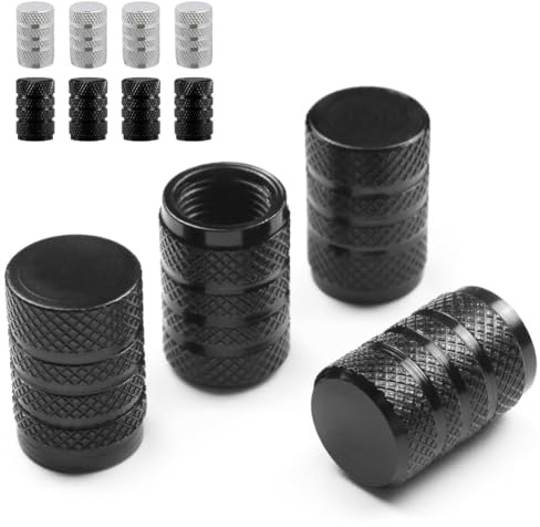 KEPYATI Alu Ventilkappen 4 Stück Ventildeckel Mit Dichtung, Aluminium Auto-Reifen Schrader-Ventil, Universal-Ventilabdeckung Reifenventil-Kappen Pkw SUV Motorrad Fahrrad