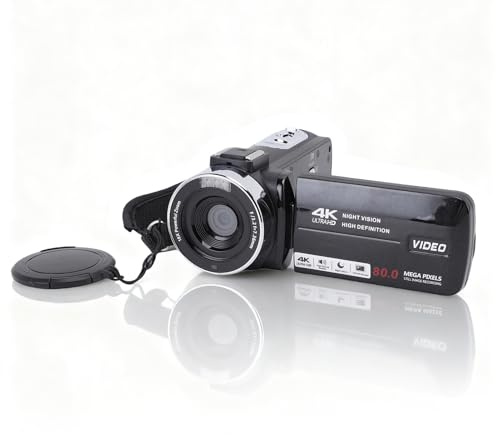 Plyisty Caméscope 4K, Caméra Vlogging Ultra HD 80 MP, Zoom Numérique 18X, Écran Rotatif À 270 Degrés De 3 Pouces, Flash LED, 9 Modes De Prise De Vue, WiFi, 1500 Mah