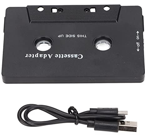 MechKit Bluetooth-kassettadapter, brusreducering, stereo, high-Fidelity-tejp-aux för bil, surfplatta, telefon, musikstreaming, ABS, svart, 10 x 6,4 x 1 cm