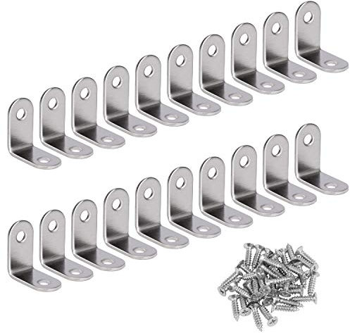 Winkelverbinder 90 Grad Winkel Klammern L-Form Rechtwinkliges Edelstahl Ecke Klammer Möbel Winkel Mit Screws für Tabelle Stuhl Bücherregal 20 Stücke Silver 30 * 30mm