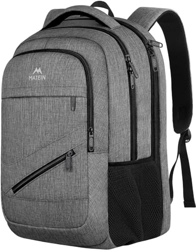 MATEIN 18.4 Inch Laptop Backpack for Men, 50 L Extra Large Travel Rucksack with Luggage Strap and TSA Laptop Compartment for Men Women, Water Resistant School Backpack for Students Teachers, Grey