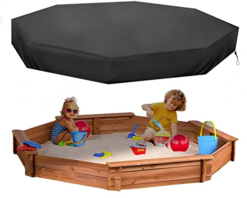 Octagon Sandbox Cover, Outdoor Garden Outdoor Octagon Sand Box Cover, 420D Oxford Cloth Waterproof, Windproof and Dustproof, Suitable for Children's Sandbox Protection (Black,84 X 78 X 9)