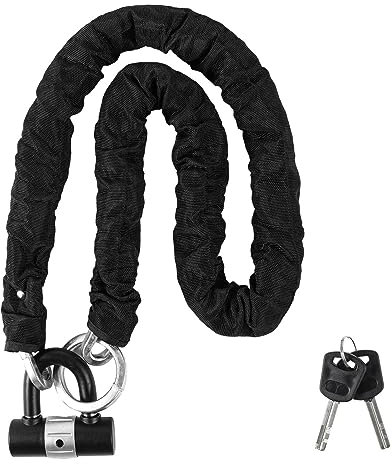 Holdfiturn 1.5M Bike Lock, Bike Locks High Security with 2 Keys, Anti-Theft Bike Chain Lock, Heavy Duty Bicycle Lock for Motorbike, Motorcycle, Gate, Fence (Black)