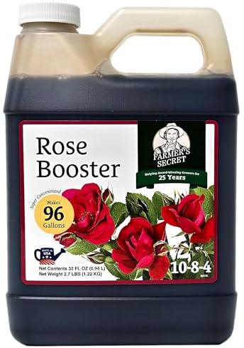 Farmer's Secret Rose Booster Fertilizer (32oz) - Super Concentrated - Formulated for All Types of Roses Throughout the Life Cycle - Encourages Healthy Growth and Vibrant Blooms