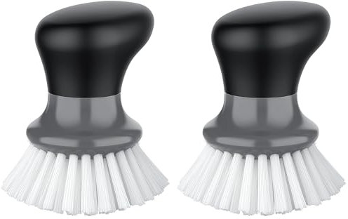 MR.SIGA Spülbürste mit ergonomischem Griff, Handflächenbürste für Geschirr, Töpfe, Pfannen zur Küchen Reinigung, Grau, 2 Stücke