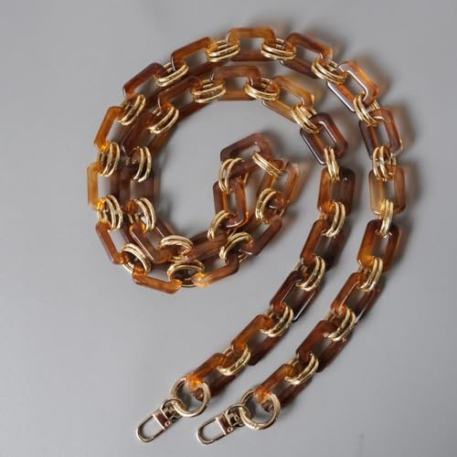 Whakano Catena per borsa in acrilico, catena di ricambio per borse con moschettone, catene per borsa, rimovibili, per borse da donna, manico per borsa, borsetta, portafoglio, accessori, ambra, 120 cm
