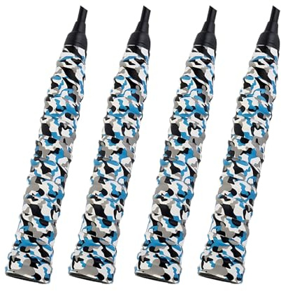 LHLZNB Badminton Racket Grip, 4 pcs Tennis Grip, Anti-Slip Tennis Racket Grip Tape, grip tape，squash racket grip，Self-Adhesive Tennis Overgrip for Tennis, Badminton Racquet Grip (Camouflage Blue)