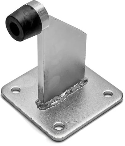 WDB - Fermaporta con cuscinetto in gomma per cancelli a battente e porte pesanti, battente in acciaio zincato – L: 100 mm, larghezza: 100 mm, altezza: 142 mm