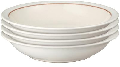 Denby - Heritage Atrium Shallow Rimmed Bowls Set of 4-580ml Capacity - Dishwasher, Microwave Safe & Oven Proof Crockery - Ceramic Stoneware Dishes for Cereal, Soup, Pasta - Chip & Crack Resistant