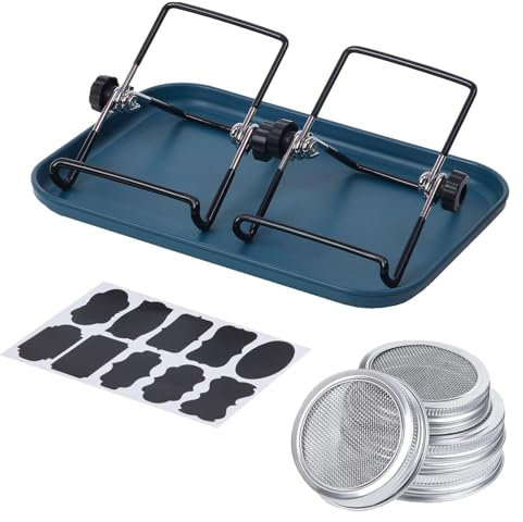 Kit de cultivo de brotes – Kits de germinación de brotes, soporte de acero inoxidable | Kit de germinación de tarros de ancha, juego de tarros de germinación orgánicos para brotes, soporte de