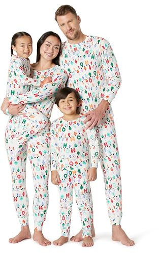 Amazon Essentials Conjuntos de Pijama Familiares para Navidad a Juego Unisex Niño, Luces Festivas, 6-7 años